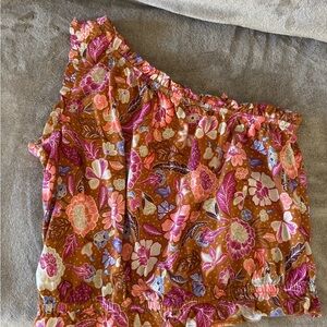 Ann Taylor Floral One-Shoulder Top size M